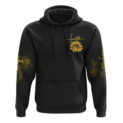 Faith Sunflower Leopard All Over Print 3D Hoodie, Christian Hoodie, Christian Sweatshirt, Bible Verse Shirt
