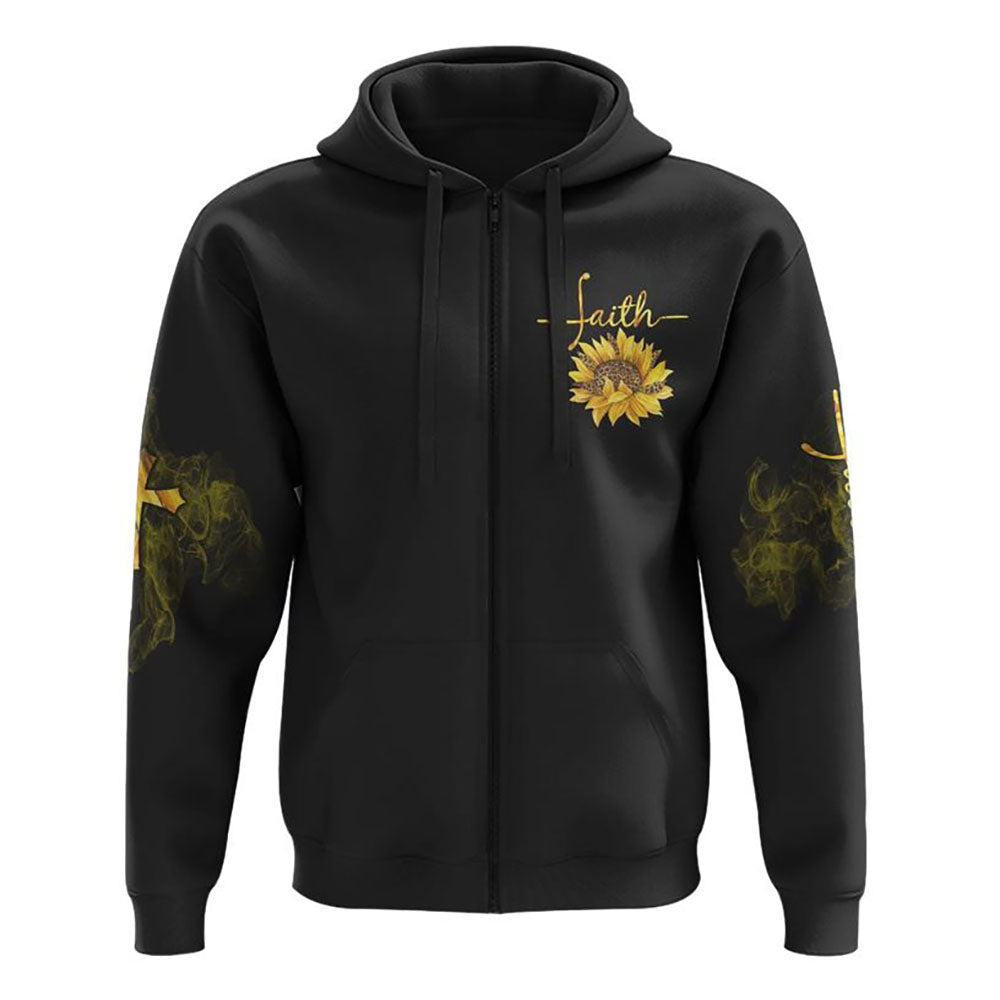 Faith Sunflower Leopard All Over Print 3D Hoodie, Christian Hoodie, Christian Sweatshirt, Bible Verse Shirt