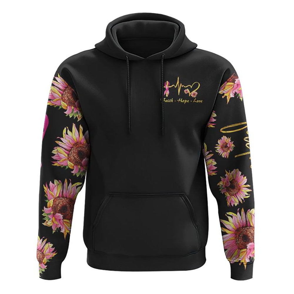 Faith Sunflower Smoke Ribbon All Over Print 3D Hoodie, Christian Hoodie, Christian Sweatshirt, Bible Verse Shirt
