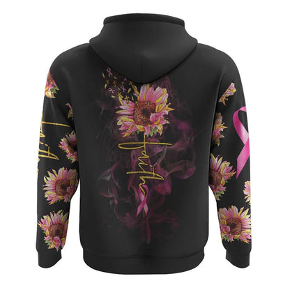 Faith Sunflower Smoke Ribbon All Over Print 3D Hoodie, Christian Hoodie, Christian Sweatshirt, Bible Verse Shirt