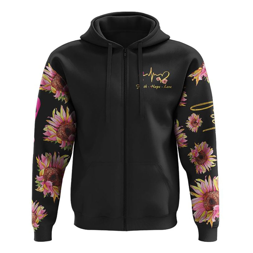 Faith Sunflower Smoke Ribbon All Over Print 3D Hoodie, Christian Hoodie, Christian Sweatshirt, Bible Verse Shirt