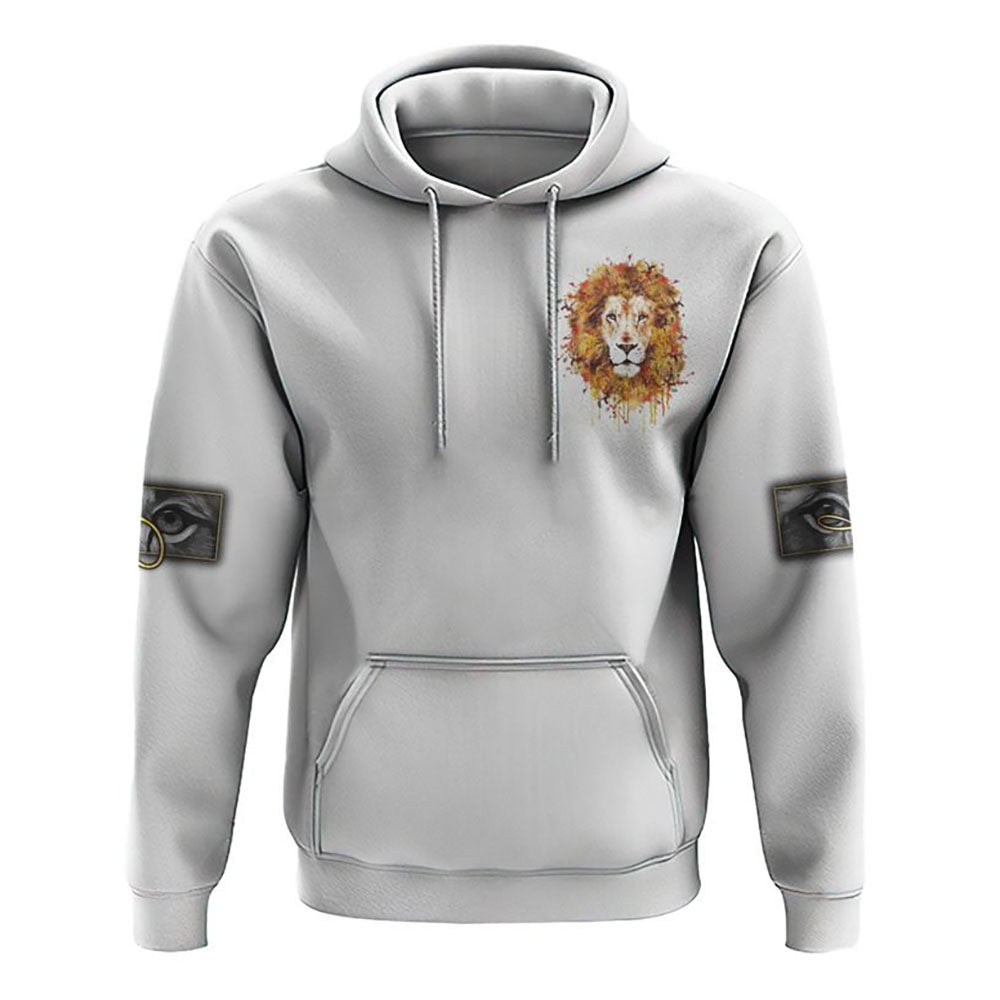 Faith Watercolor Lion Cross All Over Print 3D Hoodie, Christian Hoodie, Christian Sweatshirt, Bible Verse Shirt