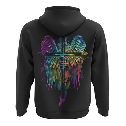 Faith Watercolor Wings Tiedye All Over Print 3D Hoodie, Christian Hoodie, Christian Sweatshirt, Bible Verse Shirt