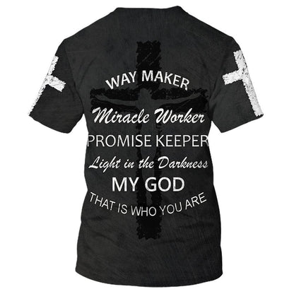 Faith Way Maker Miracle Worker All Over Print 3D T-Shirt, Gift For Christian, Jesus Shirt