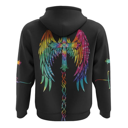 Faith Wings Cross Tie Dye All Over Print 3D Hoodie, Christian Hoodie, Christian Sweatshirt, Bible Verse Shirt