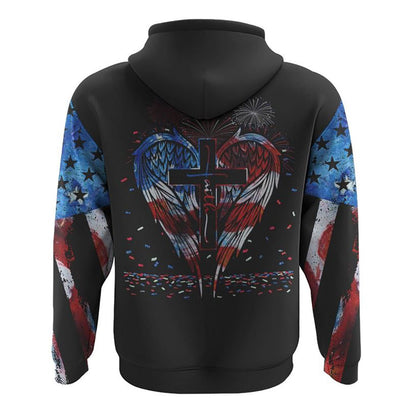 Faith Wings Flag Independence Day All Over Print 3D Hoodie, Christian Hoodie, Christian Sweatshirt, Bible Verse Shirt