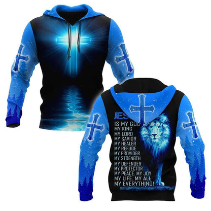 Faith in God And Lion Jesus Is My Savior My All God 3D Hoodie For Man And Women, Jesus Printed 3D Hoodie