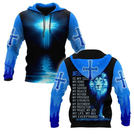 Faith in God And Lion Jesus Is My Savior My All God 3D Hoodie For Man And Women, Jesus Printed 3D Hoodie