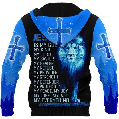 Faith in God And Lion Jesus Is My Savior My All God 3D Hoodie For Man And Women, Jesus Printed 3D Hoodie