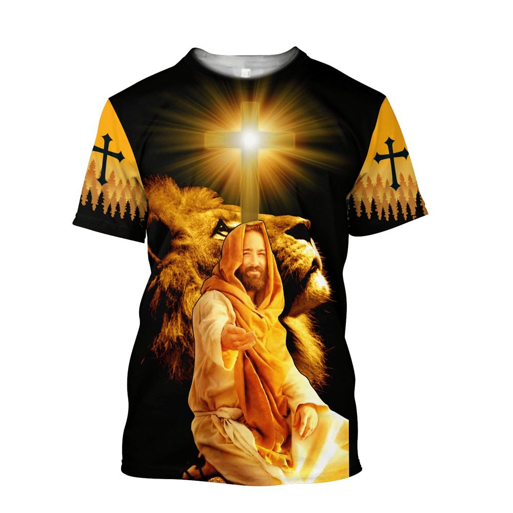 Fall For Jesus He Never Leaves Jesus Unisexs All Over Print 3D T-Shirt, Gift For Christian, Jesus Shirt
