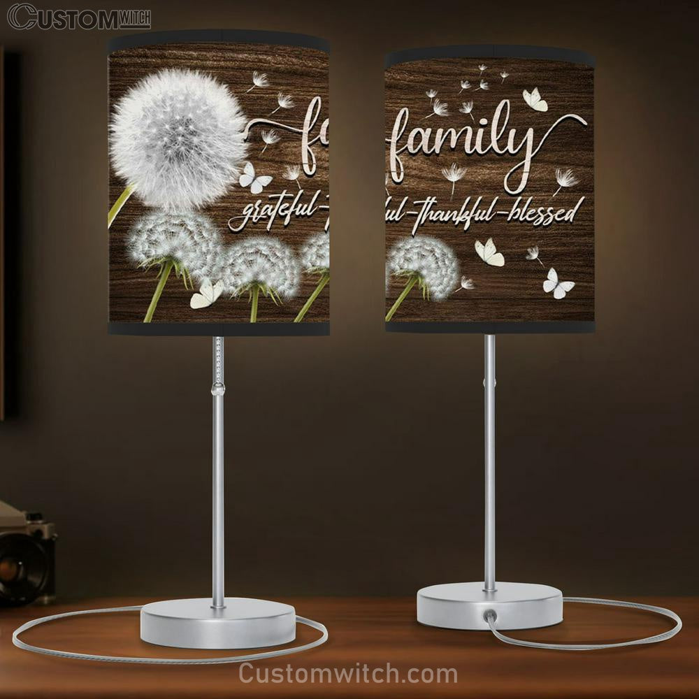 Family Grateful Thankful Blessed Table Lamb Gift - Dandelions - Christian Bedroom Decor
