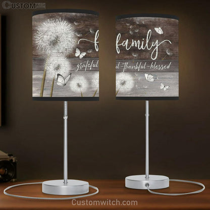 Family Grateful Thankful Blessed Dandelion Butterfly Table Lamb Gift - Bible Verse Table Lamb - Religious Bedroom Decor