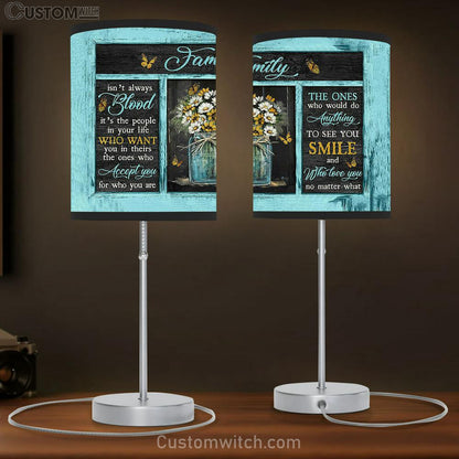 Family Isn't Always Blood Flower Yellow Butterfly Large Table Lamb - Christian Lamb Gift - Bible Verse Table Lamb Art