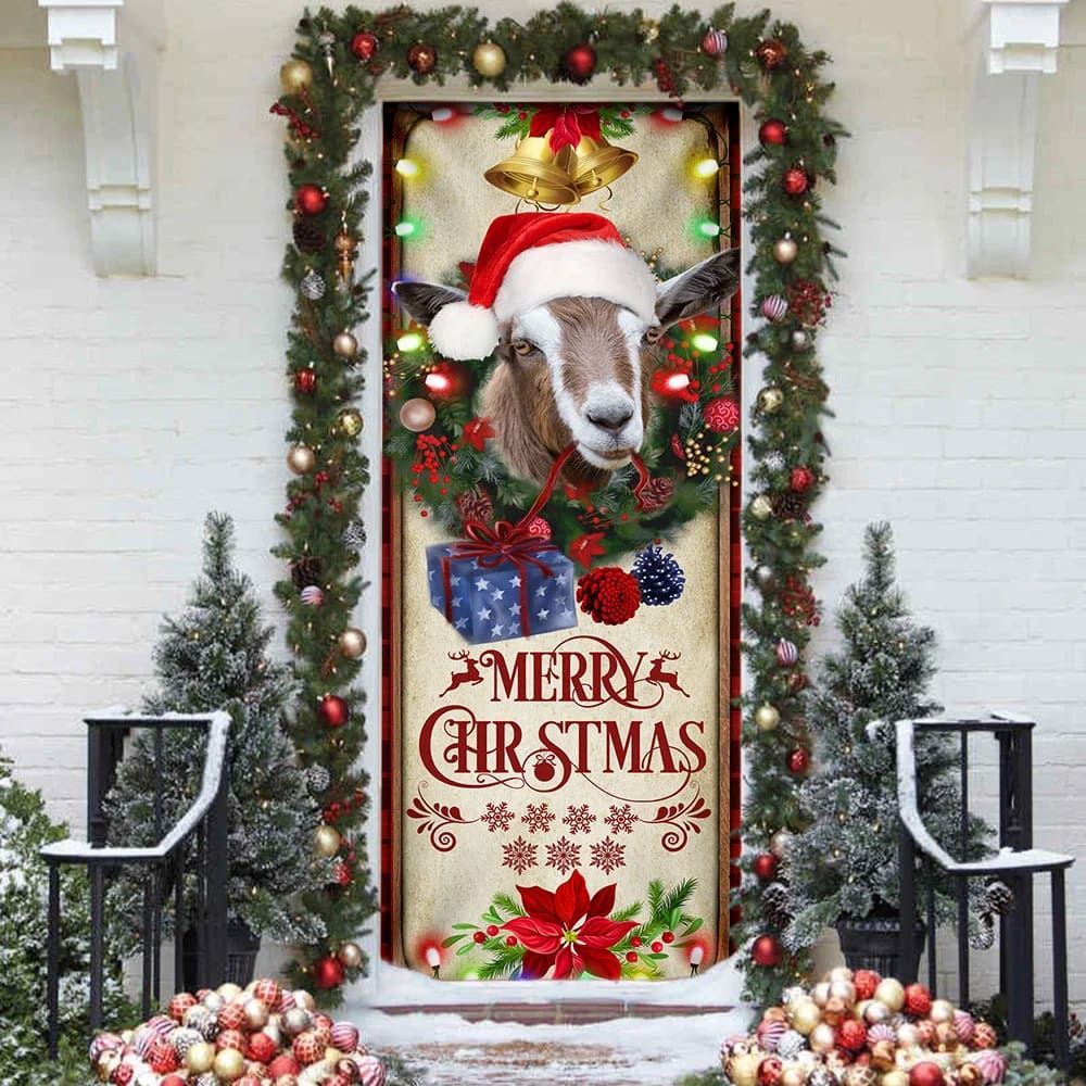 Farm Cattle Goat Merry Christmas Door Cover, Gift For Famer, Christmas Door Knob Covers, Christmas Outdoor Decoration
