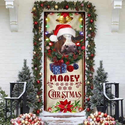 Farm Cattle Mooey Christmas Door Cover, Gift For Famer, Christmas Door Knob Covers, Christmas Outdoor Decoration