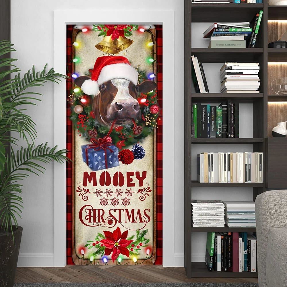 Farm Cattle Mooey Christmas Door Cover, Gift For Famer, Christmas Door Knob Covers, Christmas Outdoor Decoration