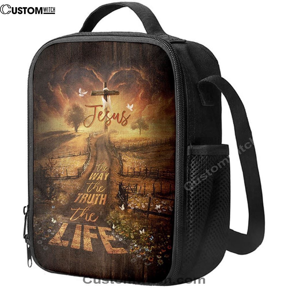 Farm Pretty Sunset Daisy Field, The Way The Truth The Life Lunch Bag, Christian Lunch Bag, Religious Lunch Box For School, Picnic