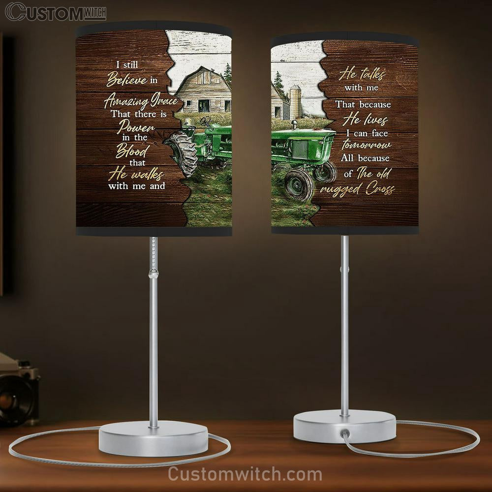 Farm tractor I still believe in grace Table Lamb Gift - Bible Verse Table Lamb - Religious Bedroom Decor