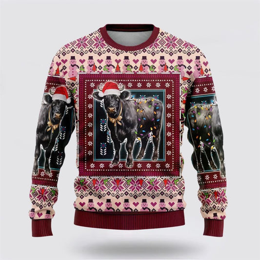Farmers Sweater, Black Angus Cowss Ugly Christmas Sweater, Christmas Crewneck Sweater, Winter Farm Fashion