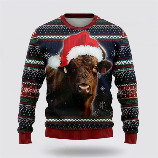 Farmers Sweater, Black Angus Ugly Christmas Sweater, Christmas Crewneck Sweater, Winter Farm Fashion