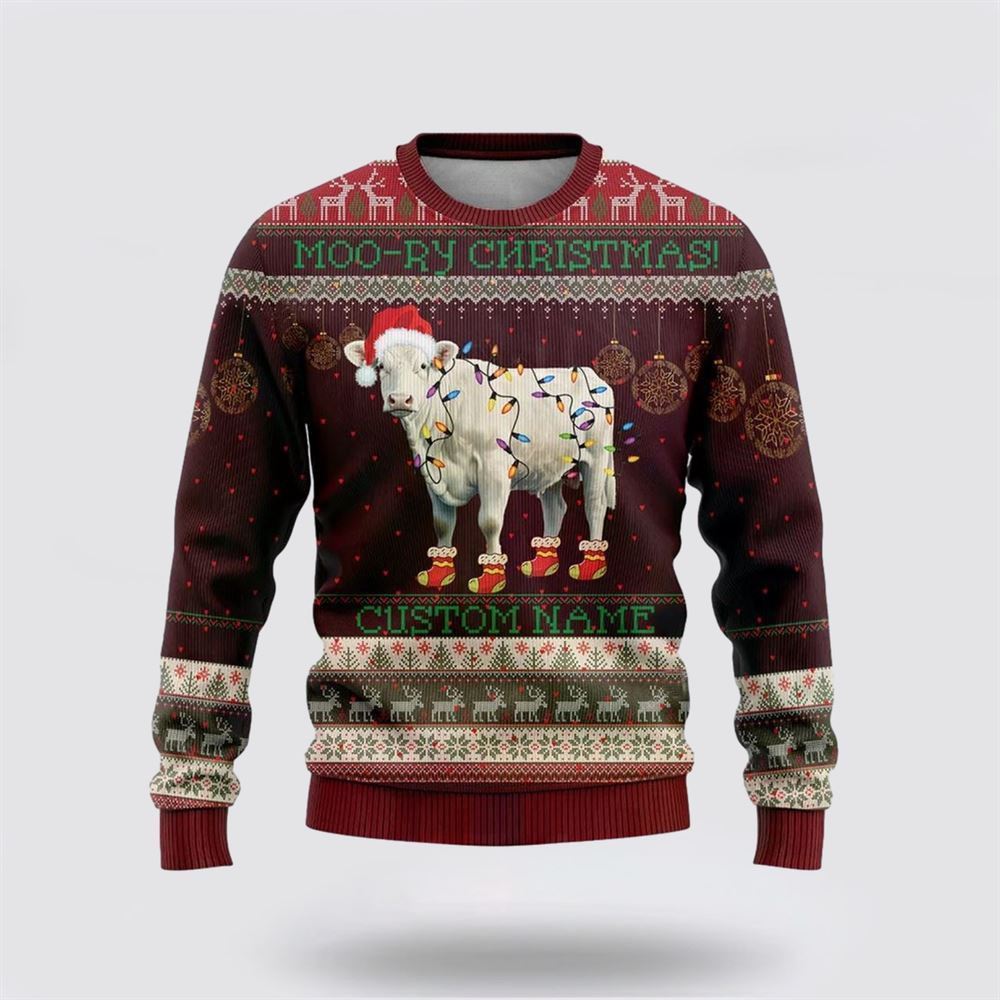 Farmers Sweater, Charolais Loverss Ugly Christmas Sweater, Christmas Crewneck Sweater, Winter Farm Fashion