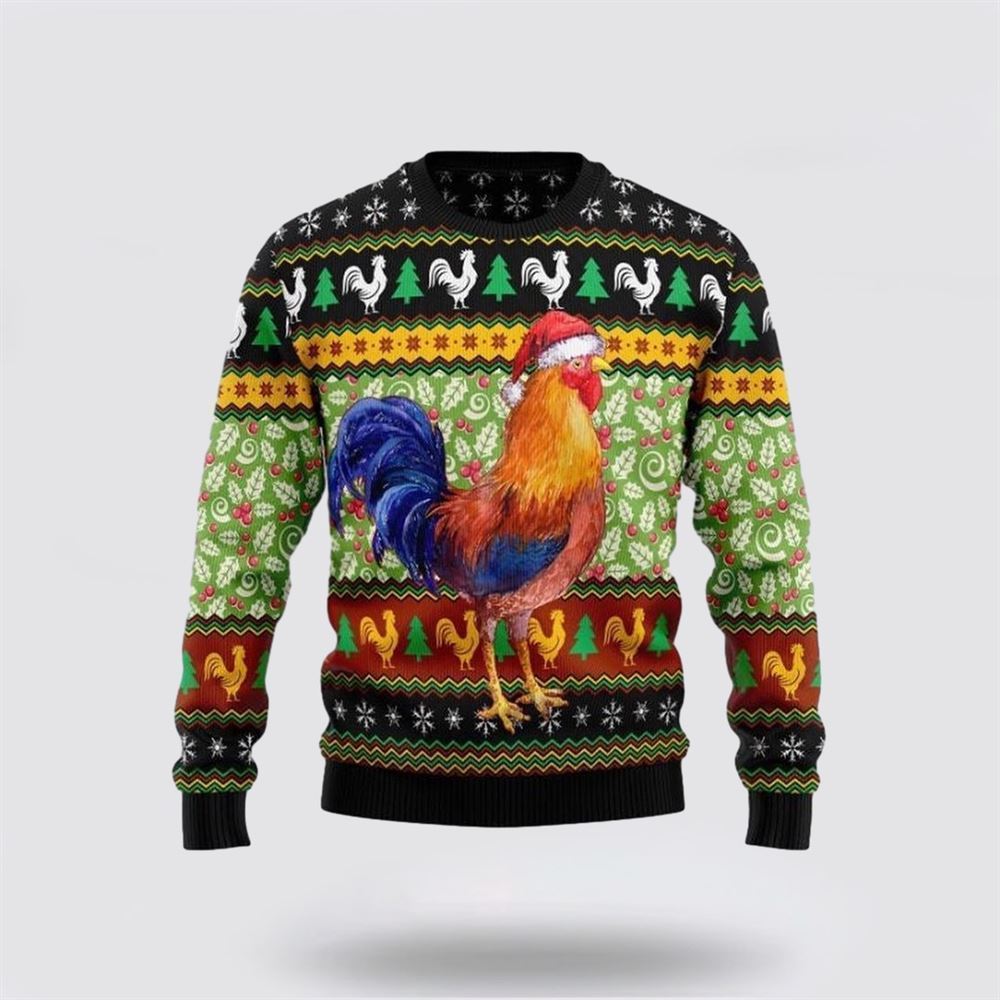 Farmers Sweater, Chicken Cluck-ry Ugly Christmas Sweater, Christmas Crewneck Sweater, Winter Farm Fashion