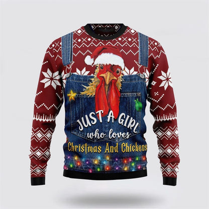 Farmers Sweater, Chicken Ugly Christmas Sweater, Christmas Crewneck Sweater, Winter Farm Fashion