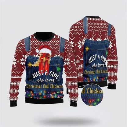 Farmers Sweater, Christmas & Chicken Ugly Christmas Sweater, Christmas Crewneck Sweater, Winter Farm Fashion