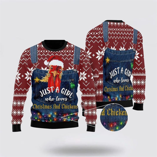 Farmers Sweater, Christmas & Chicken Ugly Christmas Sweater, Christmas Crewneck Sweater, Winter Farm Fashion