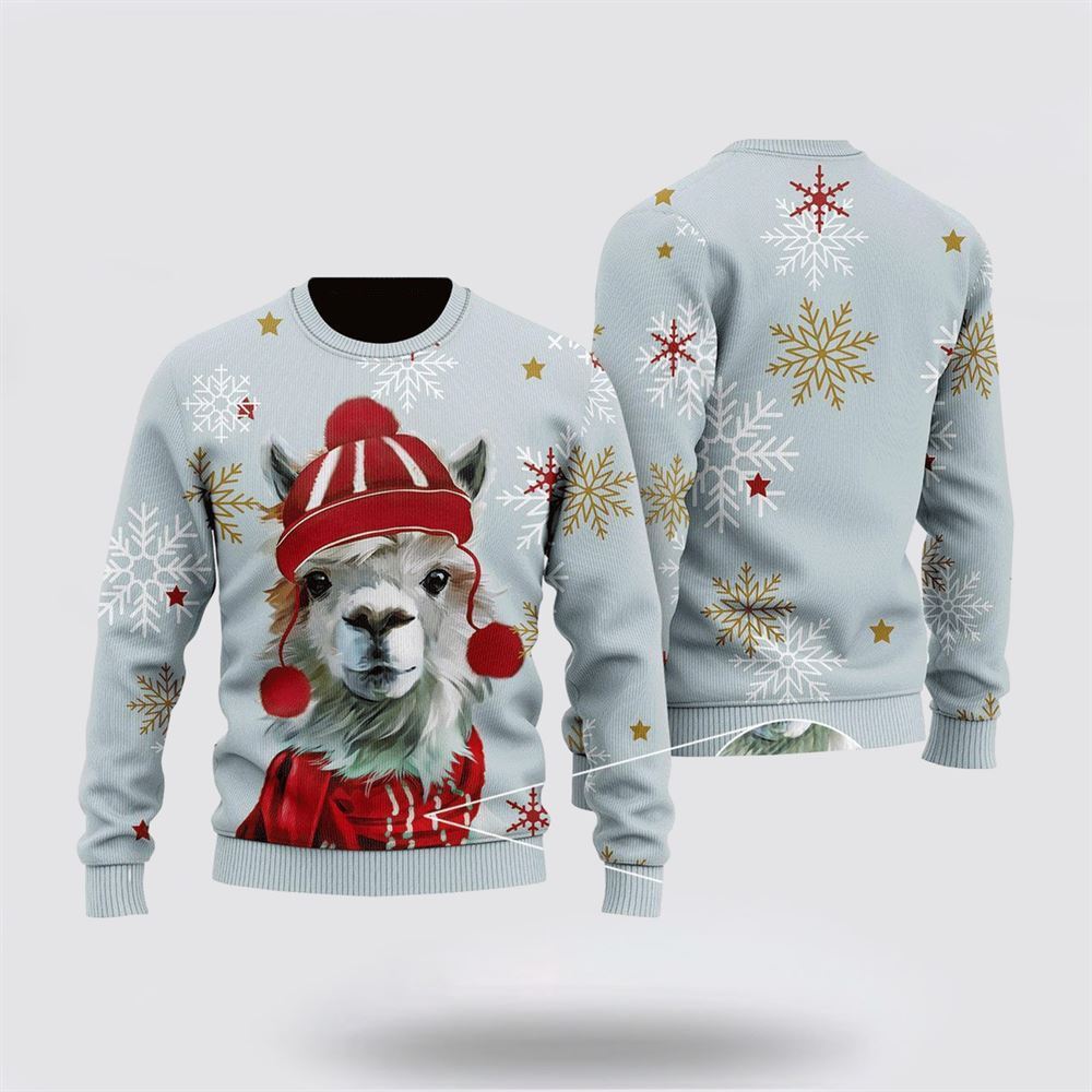 Farmers Sweater, Christmas Cute Llama Ugly Christmas Sweater, Christmas Crewneck Sweater, Winter Farm Fashion