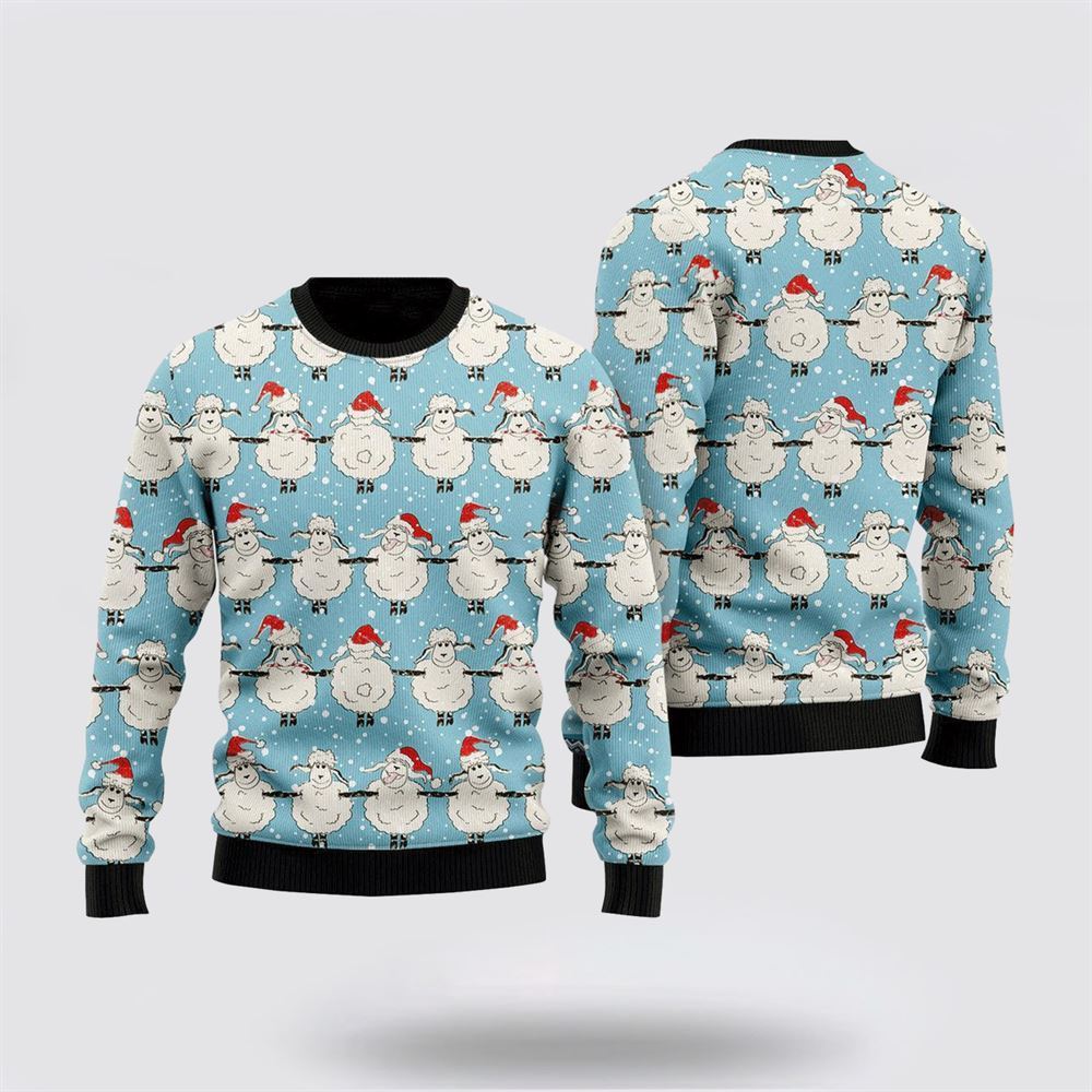 Farmers Sweater, Christmas Sheeps Dancing Ugly Christmas Sweater, Christmas Crewneck Sweater, Winter Farm Fashion