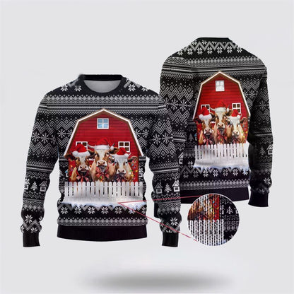 Farmers Sweater, Cow Farm Ugly Christmas Sweater, Christmas Crewneck Sweater, Winter Farm Fashion