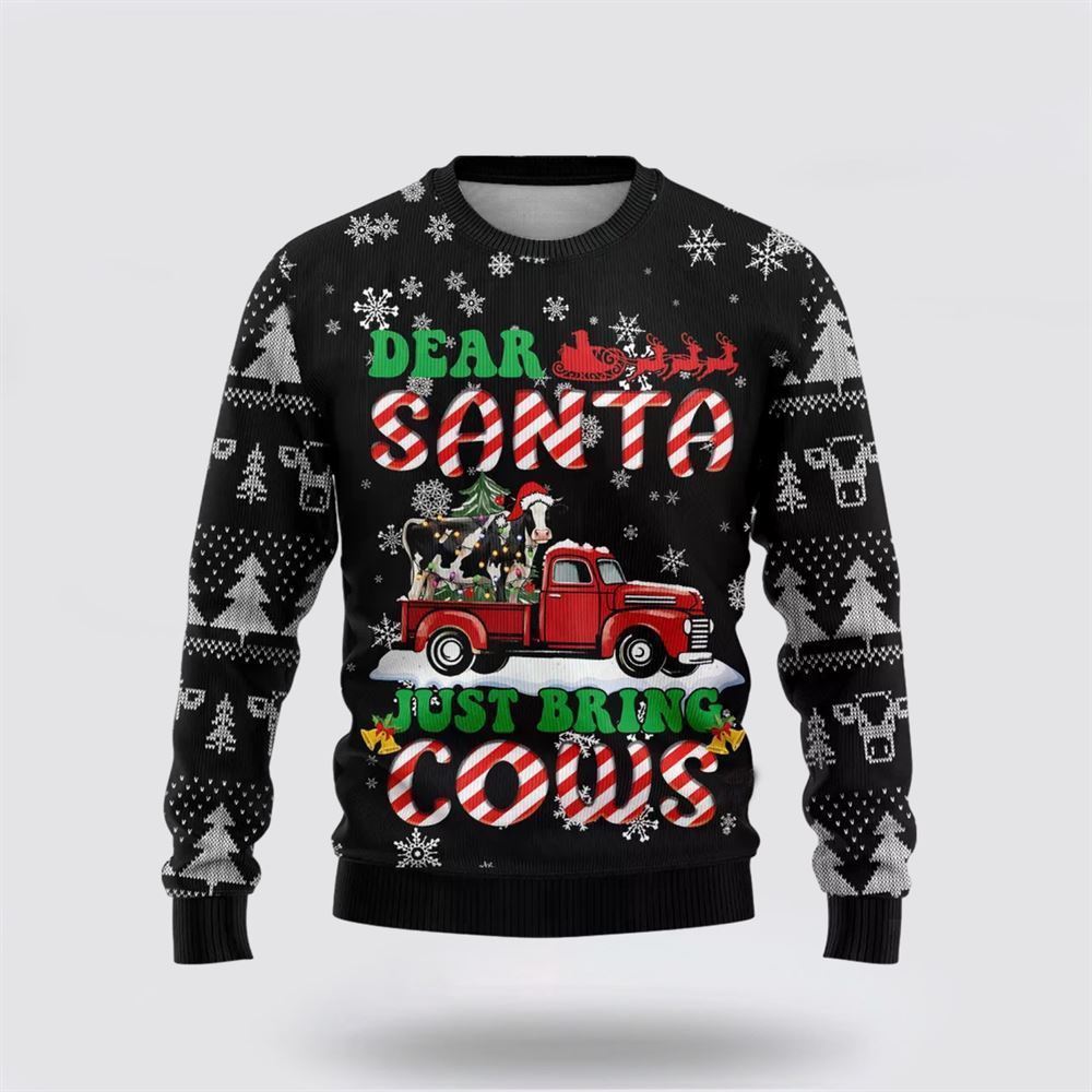 Farmers Sweater, Dear Santa Ugly Christmas Sweater, Christmas Crewneck Sweater, Winter Farm Fashion