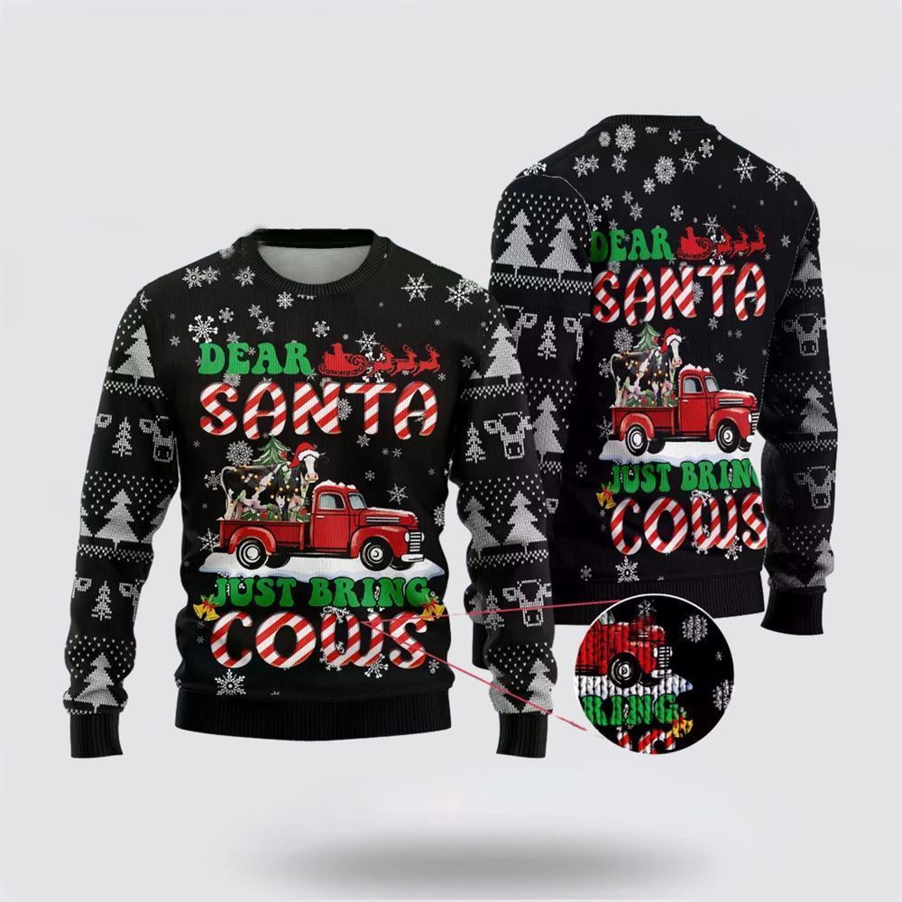 Farmers Sweater, Dear Santa Ugly Christmas Sweater, Christmas Crewneck Sweater, Winter Farm Fashion