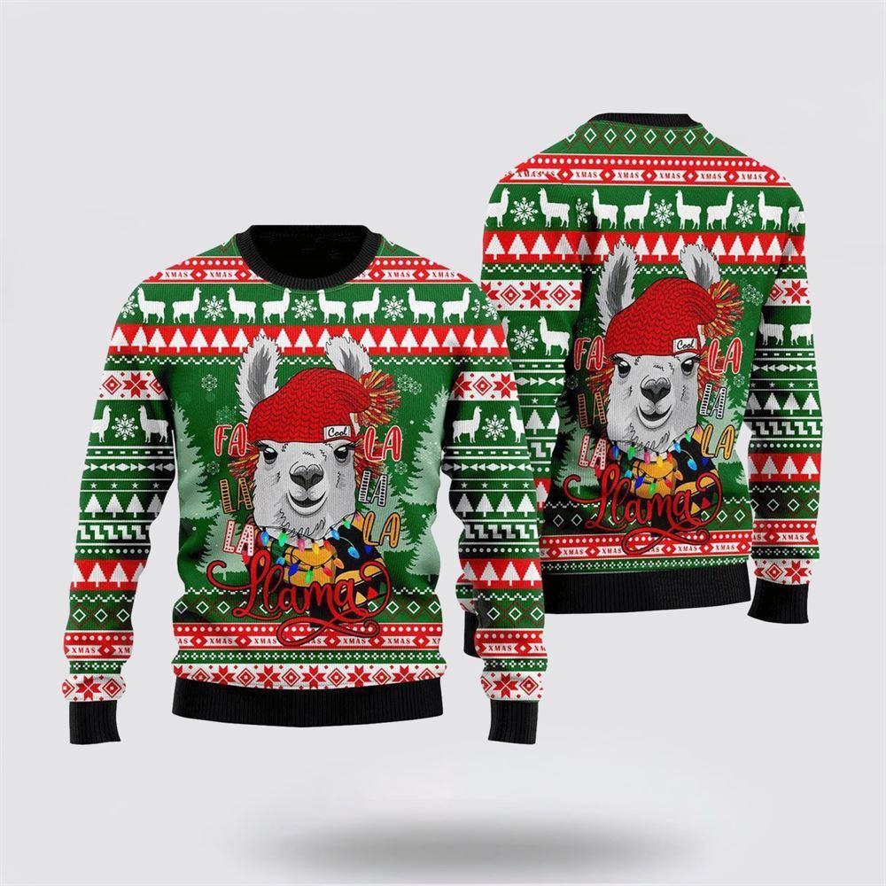 Farmers Sweater, Fa La La La Llama Merry Ugly Christmas Sweater, Christmas Crewneck Sweater, Winter Farm Fashion