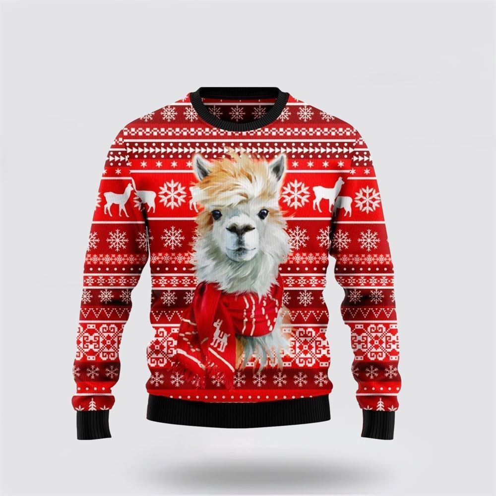 Farmers Sweater, Festive Llama Ugly Christmas Sweater, Christmas Crewneck Sweater, Winter Farm Fashion