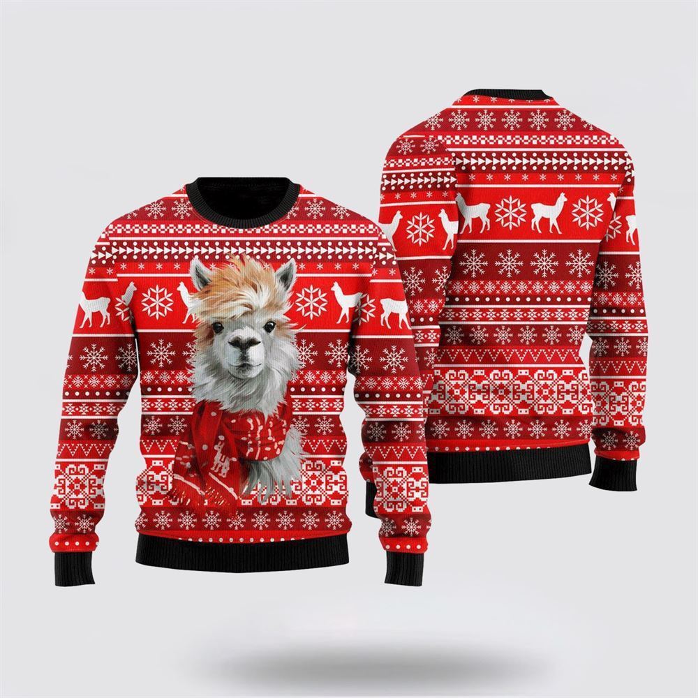 Farmers Sweater, Festive Llama Xmas Ugly Christmas Sweater, Christmas Crewneck Sweater, Winter Farm Fashion