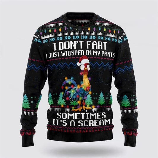 Farmers Sweater, Funny Chicken I Don't Fart It‘s Scream Ugly Christmas Sweater, Christmas Crewneck Sweater, Winter Farm Fashion
