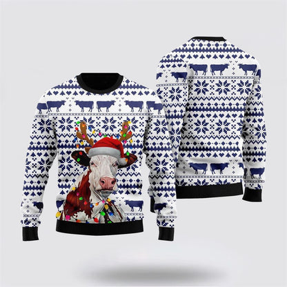 Farmers Sweater, Funny Christmas Cow Ugly Christmas Sweater, Christmas Crewneck Sweater, Winter Farm Fashion
