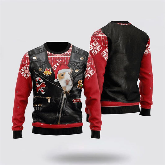 Farmers Sweater, Guinea Pig Cute Face Ugly Christmas Sweater, Christmas Crewneck Sweater, Winter Farm Fashion