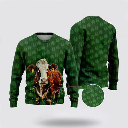 Farmers Sweater, Hereford Cow Christmass Ugly Christmas Sweater, Christmas Crewneck Sweater, Winter Farm Fashion