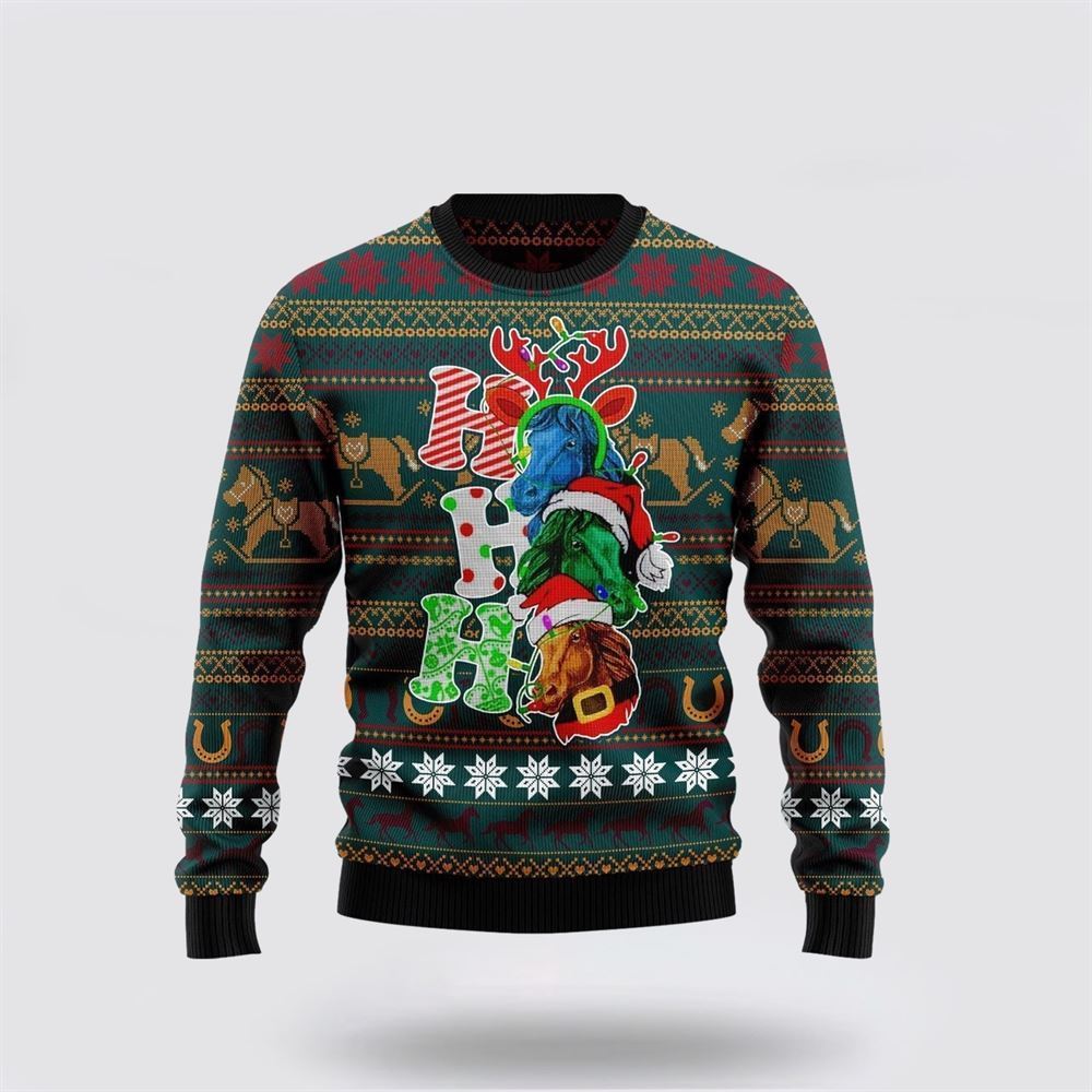 Farmers Sweater, Horse Ho Ho Ho Ugly Christmas Sweater, Christmas Crewneck Sweater, Winter Farm Fashion