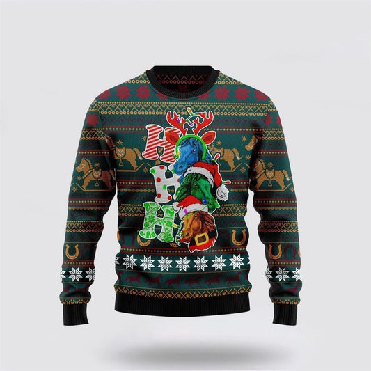 Farmers Sweater, Horse Ho Ho Ho Ugly Christmas Sweater, Christmas Crewneck Sweater, Winter Farm Fashion