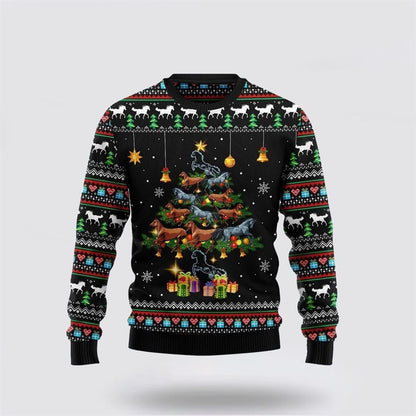 Farmers Sweater, Horse Tree Ugly Christmas Sweater, Christmas Crewneck Sweater, Winter Farm Fashion