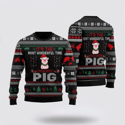 Farmers Sweater, It's Time To Stay With My Pig Ugly Christmas Sweater, Christmas Crewneck Sweater, Winter Farm Fashion