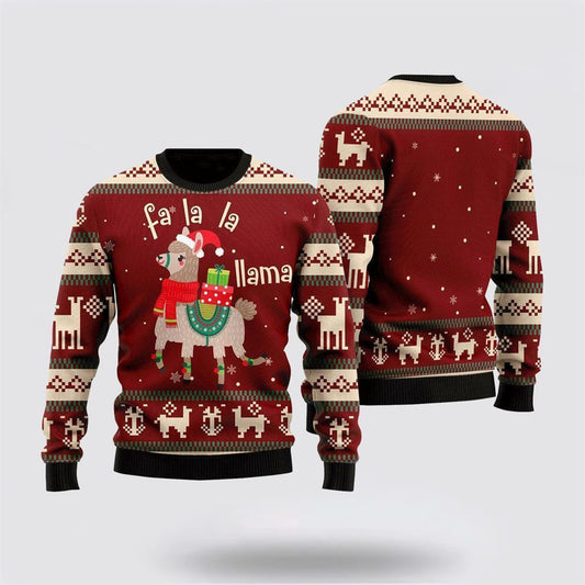 Farmers Sweater, Llama Lalala Chritmas Pattern Ugly Christmas Sweater, Christmas Crewneck Sweater, Winter Farm Fashion