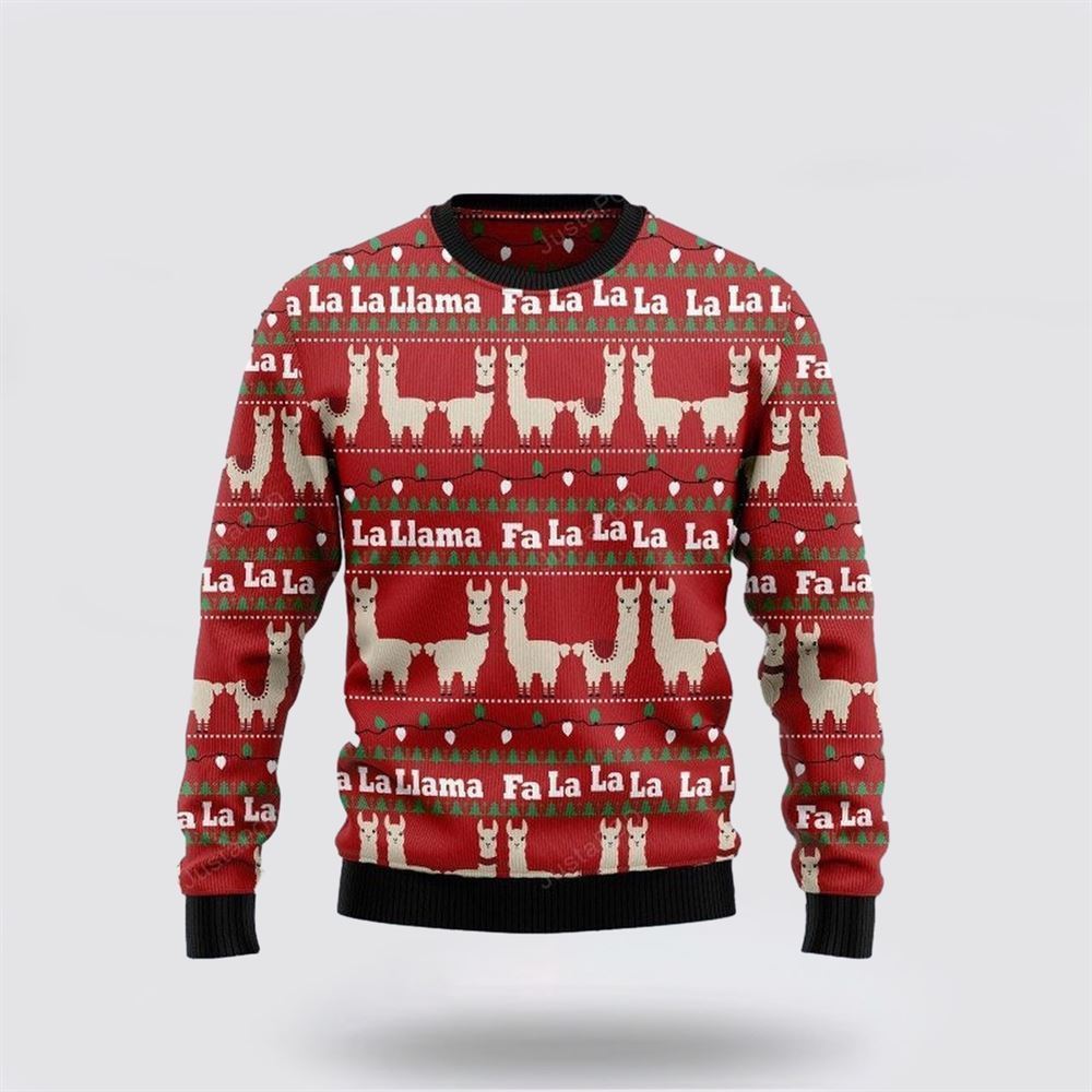 Farmers Sweater, Llama Lalala Ugly Christmas Sweater, Christmas Crewneck Sweater, Winter Farm Fashion