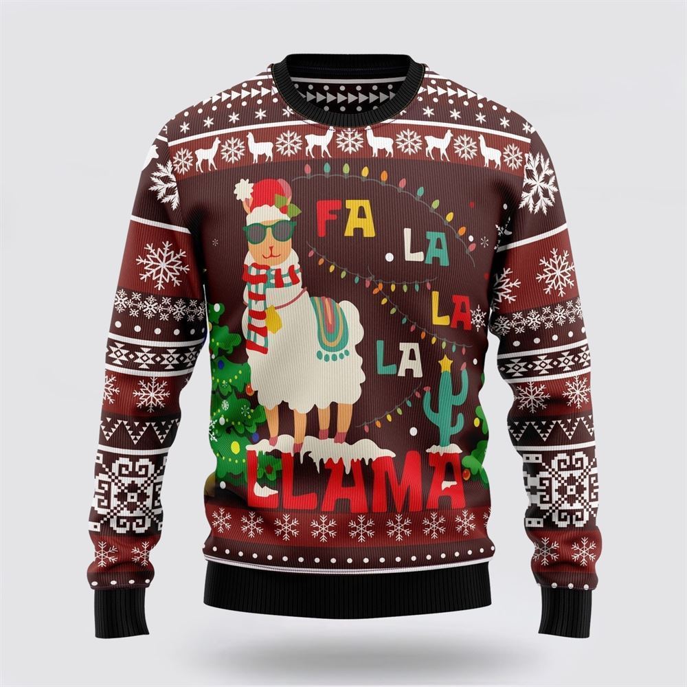 Farmers Sweater, Llama Santa Falalala Ugly Christmas Sweater, Christmas Crewneck Sweater, Winter Farm Fashion