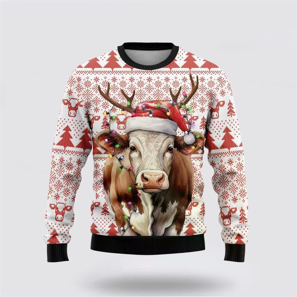 Farmers Sweater, Love Dairy Cow Ugly Christmas Sweater, Christmas Crewneck Sweater, Winter Farm Fashion