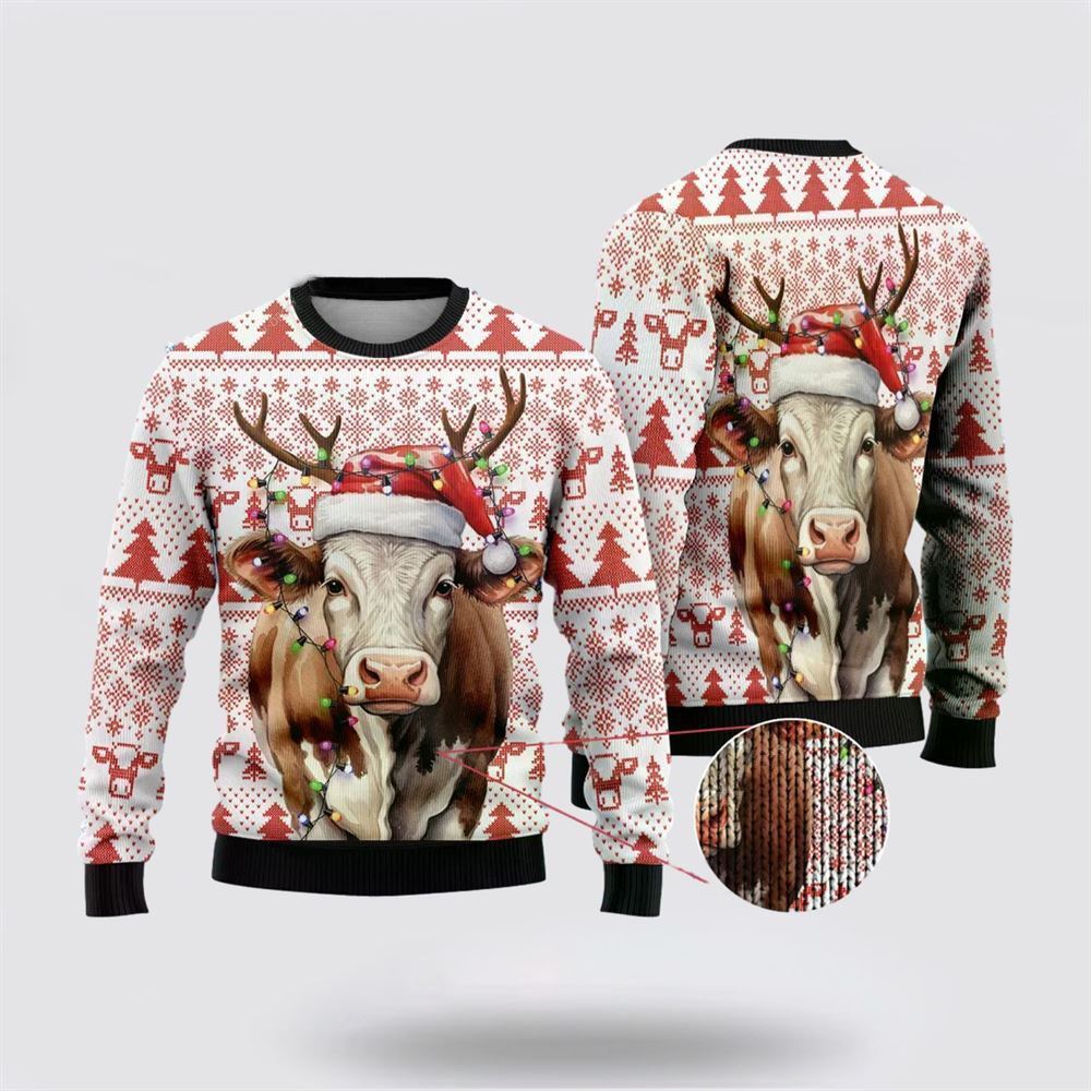 Farmers Sweater, Love Dairy Cow Ugly Christmas Sweater, Christmas Crewneck Sweater, Winter Farm Fashion